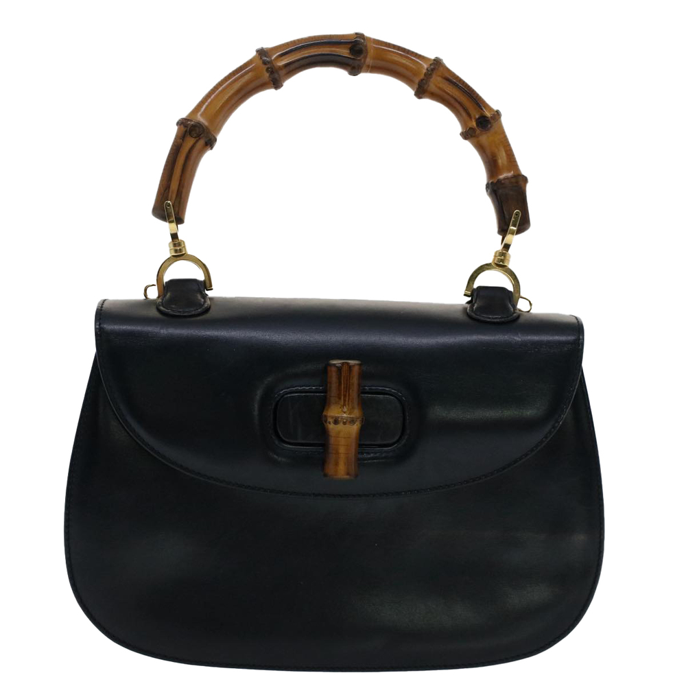 GUCCI Bamboo Hand Bag Leather Black 000.1781 Auth yk8245 - Picture 13 of 16